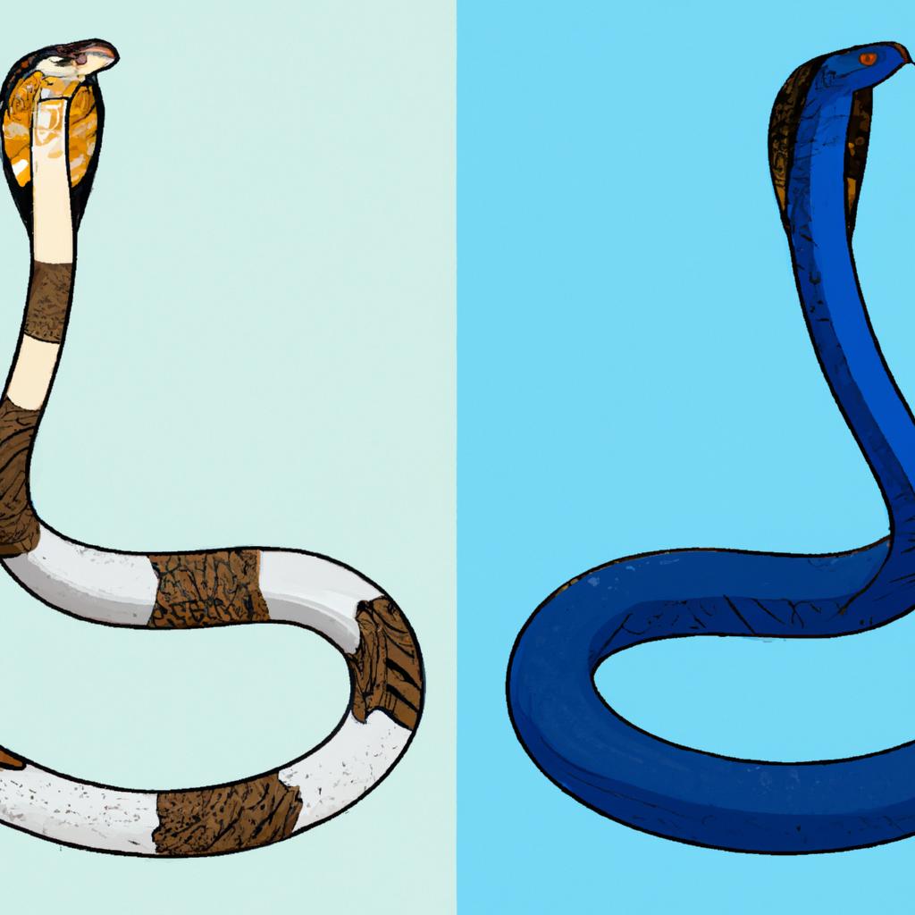 A modern sea snake and a prehistoric sea snake side-by-side