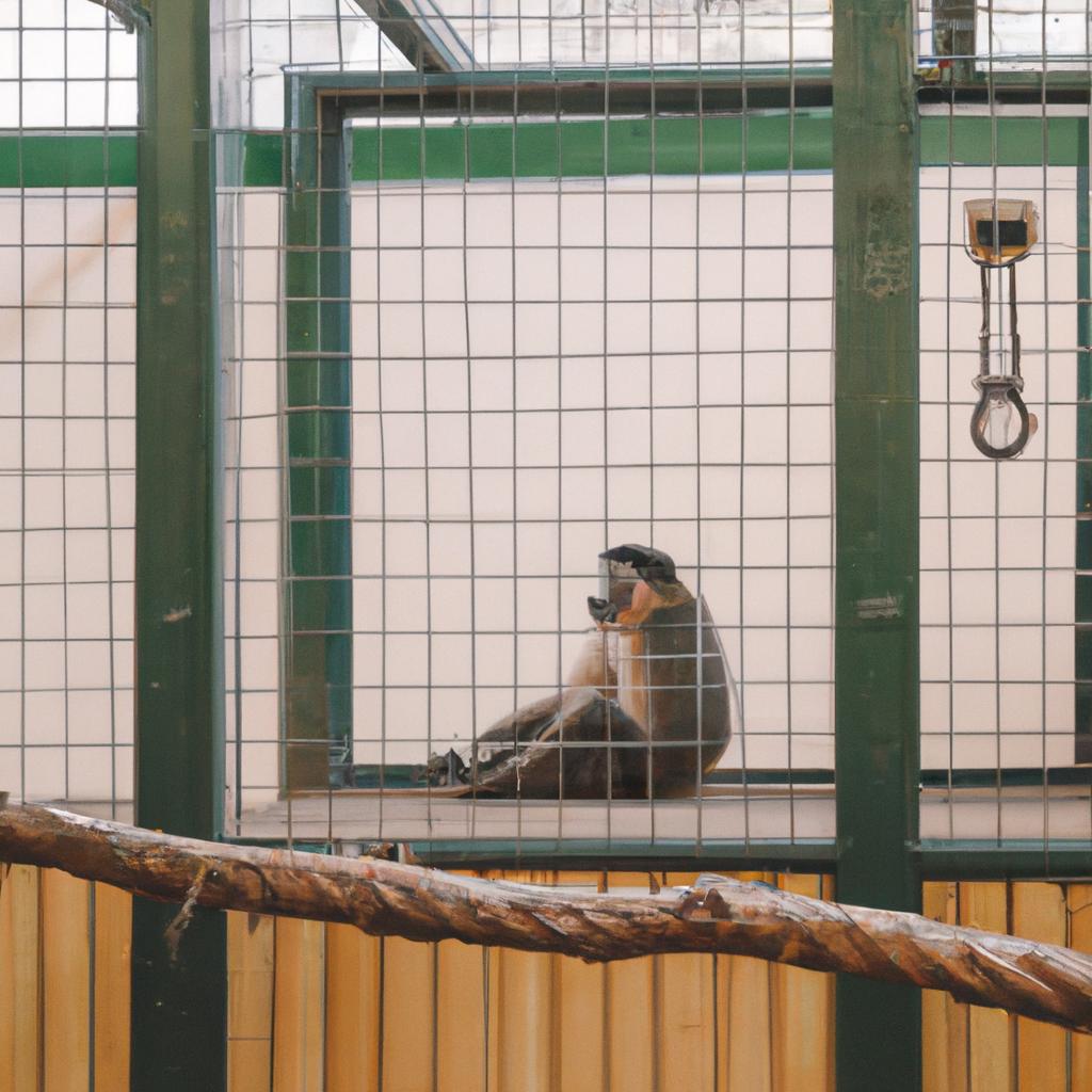 A monkey is forced to live in captivity due to habitat loss and human activity