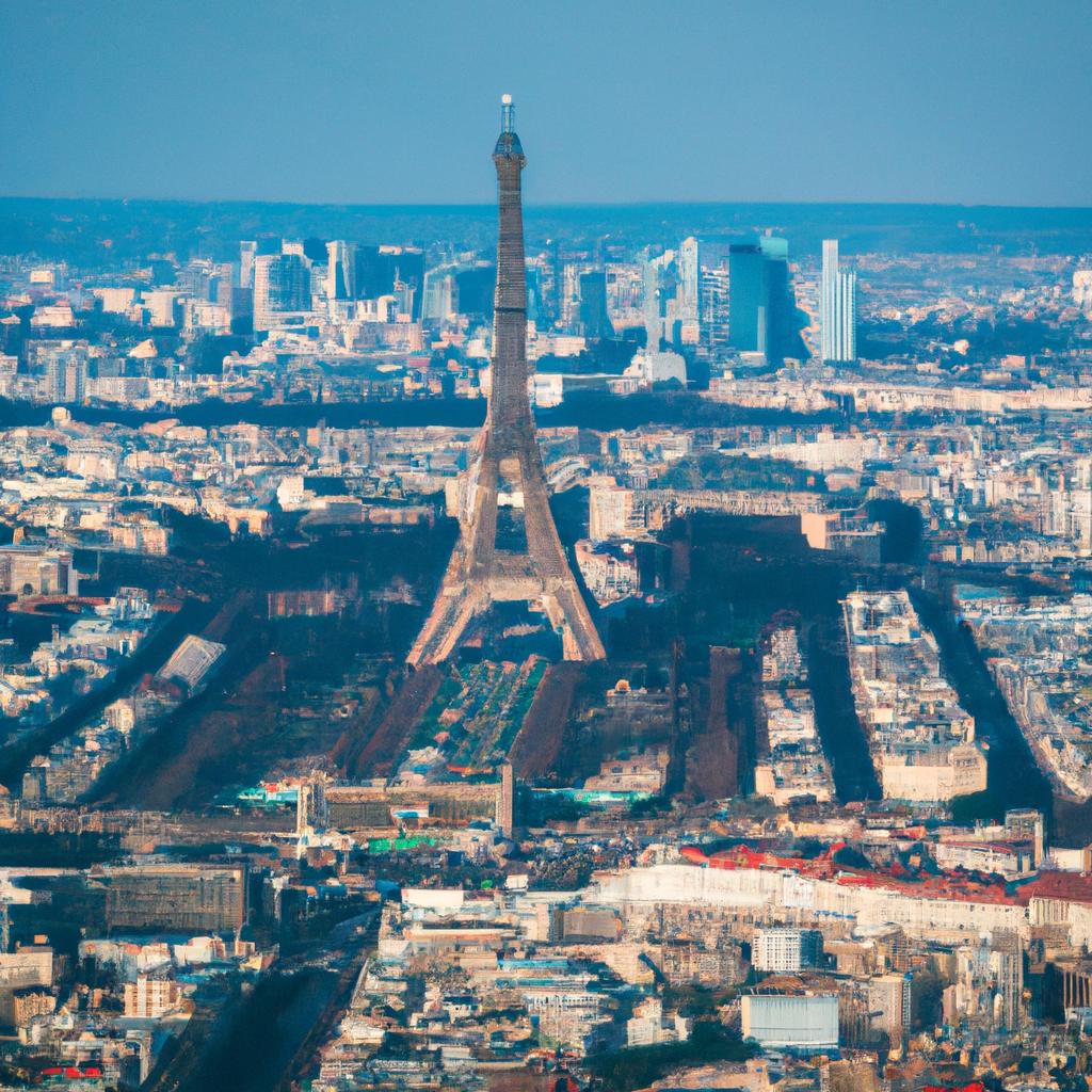 The Eiffel Tower seen from the top of Montparnasse Tower, offering an incredible panoramic view of Paris