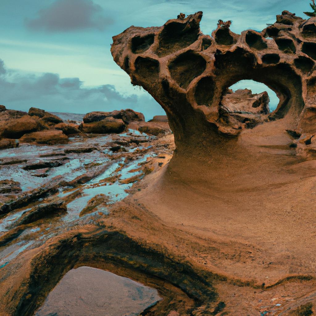 The fascinating moon-shaped rock formation at Moon Beach in Milos, Greece