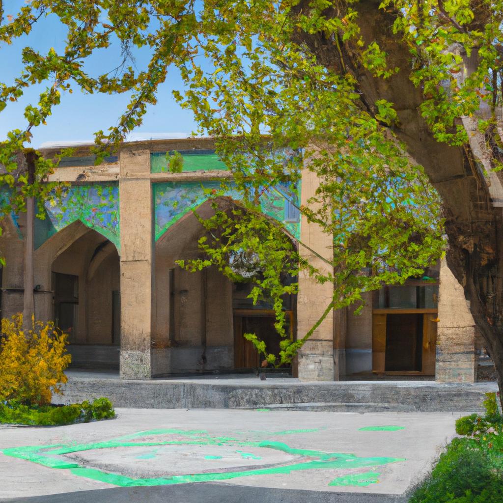 The courtyard of Mosque Shah Cheragh provides a peaceful respite from the bustling city.