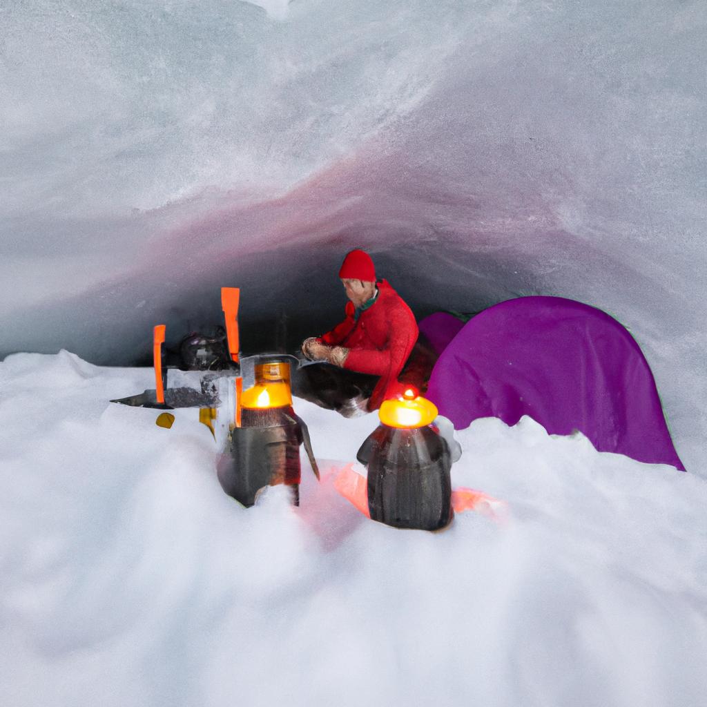 Get the ultimate mountaineering experience by cooking food on a stove in a snow cave.