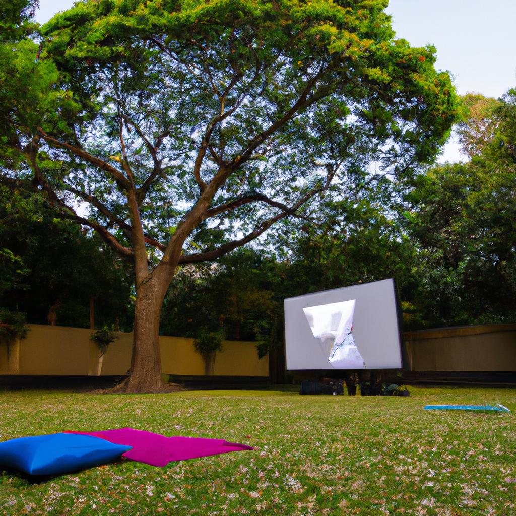 Movie night in the tranquil garden