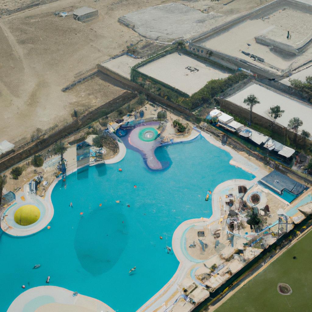 A panoramic view of the Nad Al Sheba Dubai Pool from above