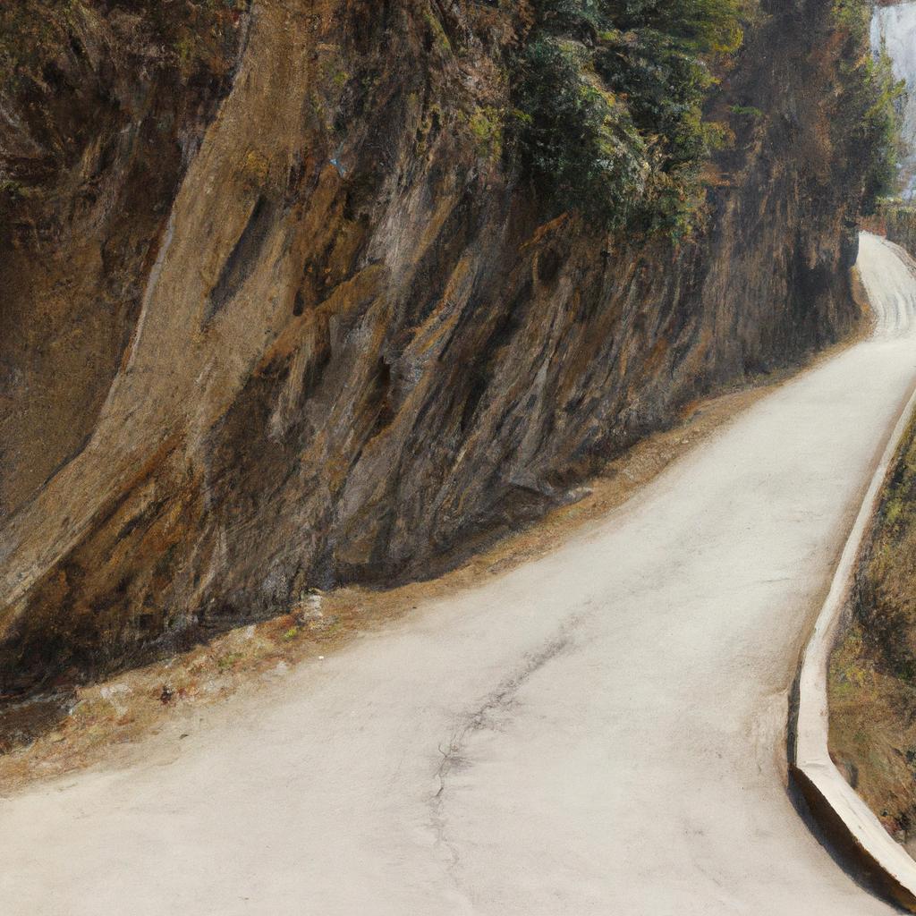 A treacherous drive along a cliff-side road in China