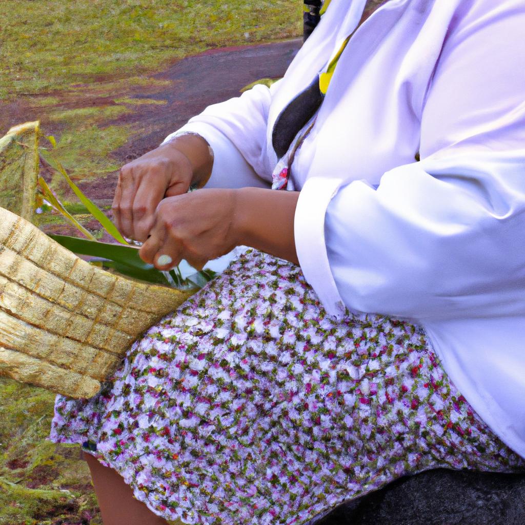 Native Hawaiian woman weaving a traditional basket using techniques passed down through generations on Niihau Island