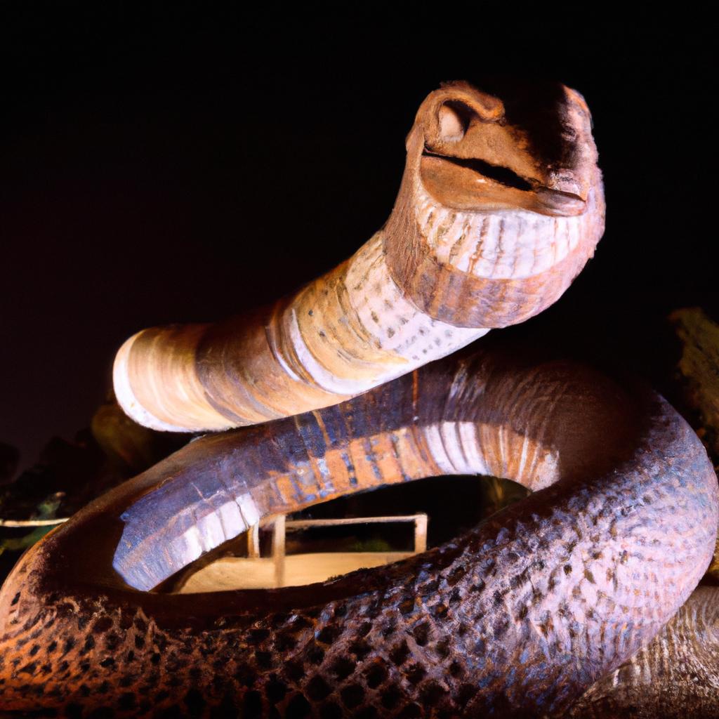 The Titanoboa sculpture takes on a whole new look at night