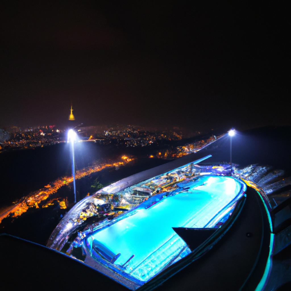 Experience the magic of the world's largest swimming pool at night.