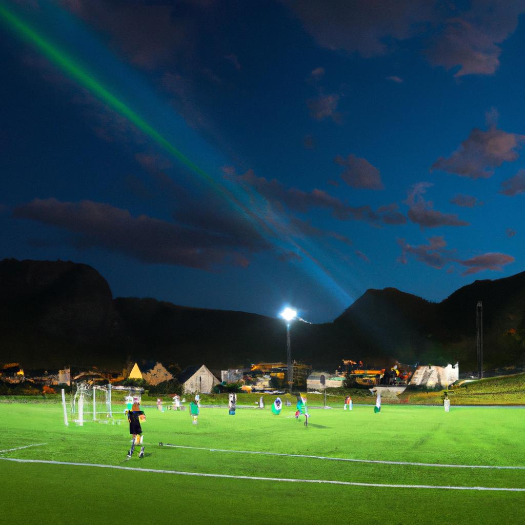 The northern lights make a stunning backdrop for a soccer match in Norway.