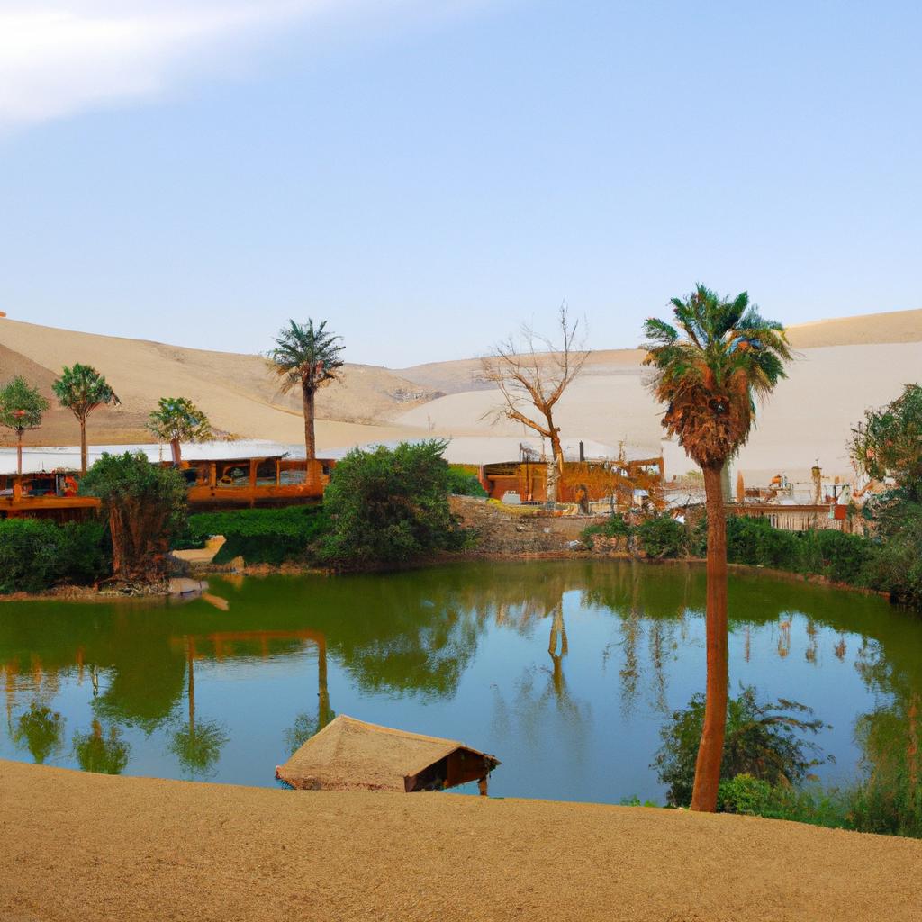 The oasis in Peru City provides a refreshing respite from the arid desert surroundings.