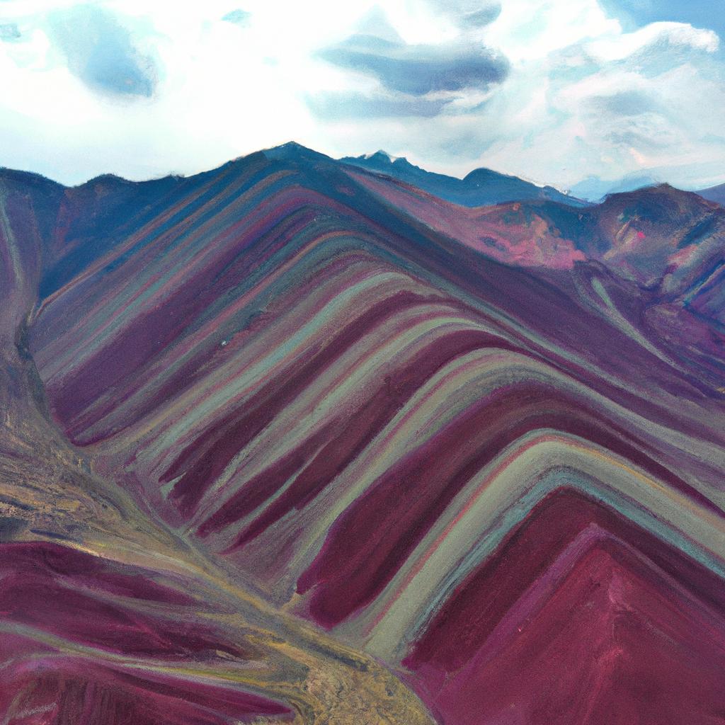The Painted Mountains in Peru offer a stunning aerial view of the landscape