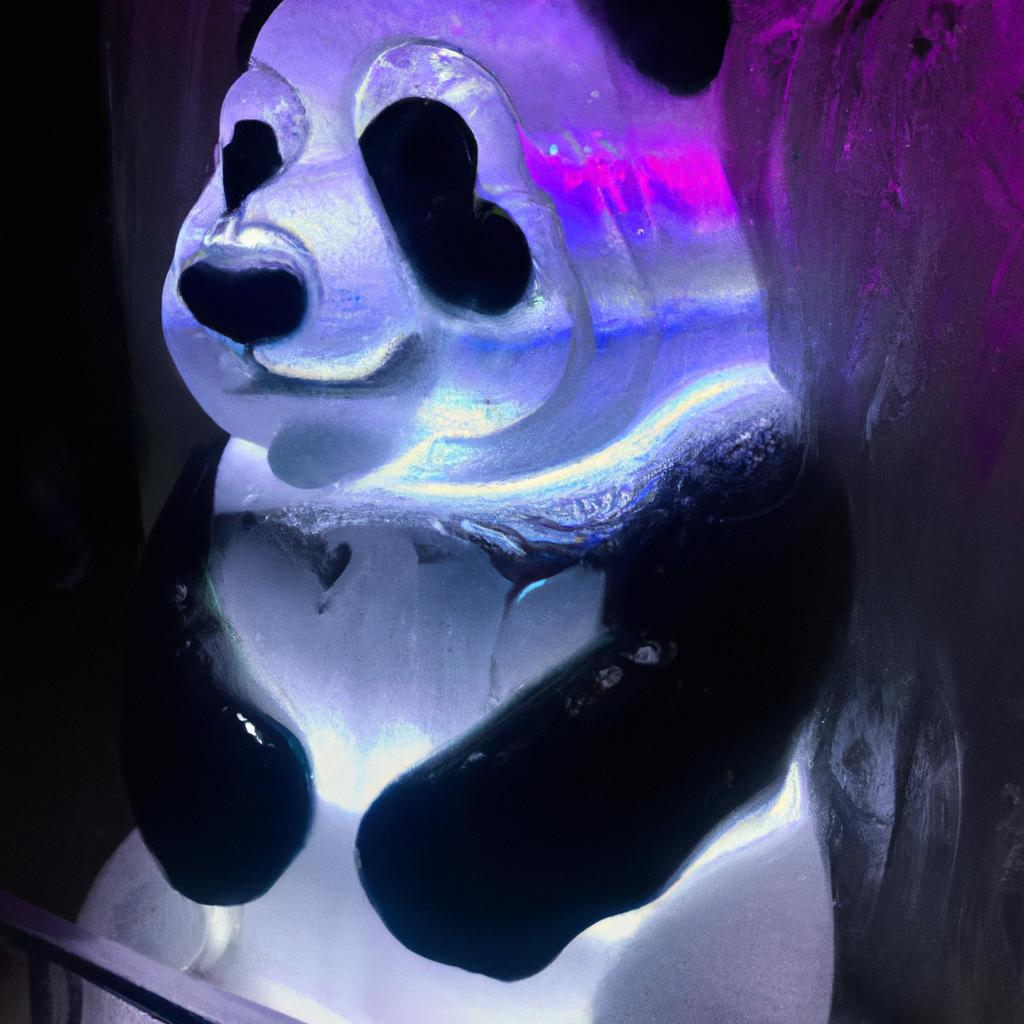 A panda ice sculpture at the Harbin International Ice and Snow Sculpture Festival in China