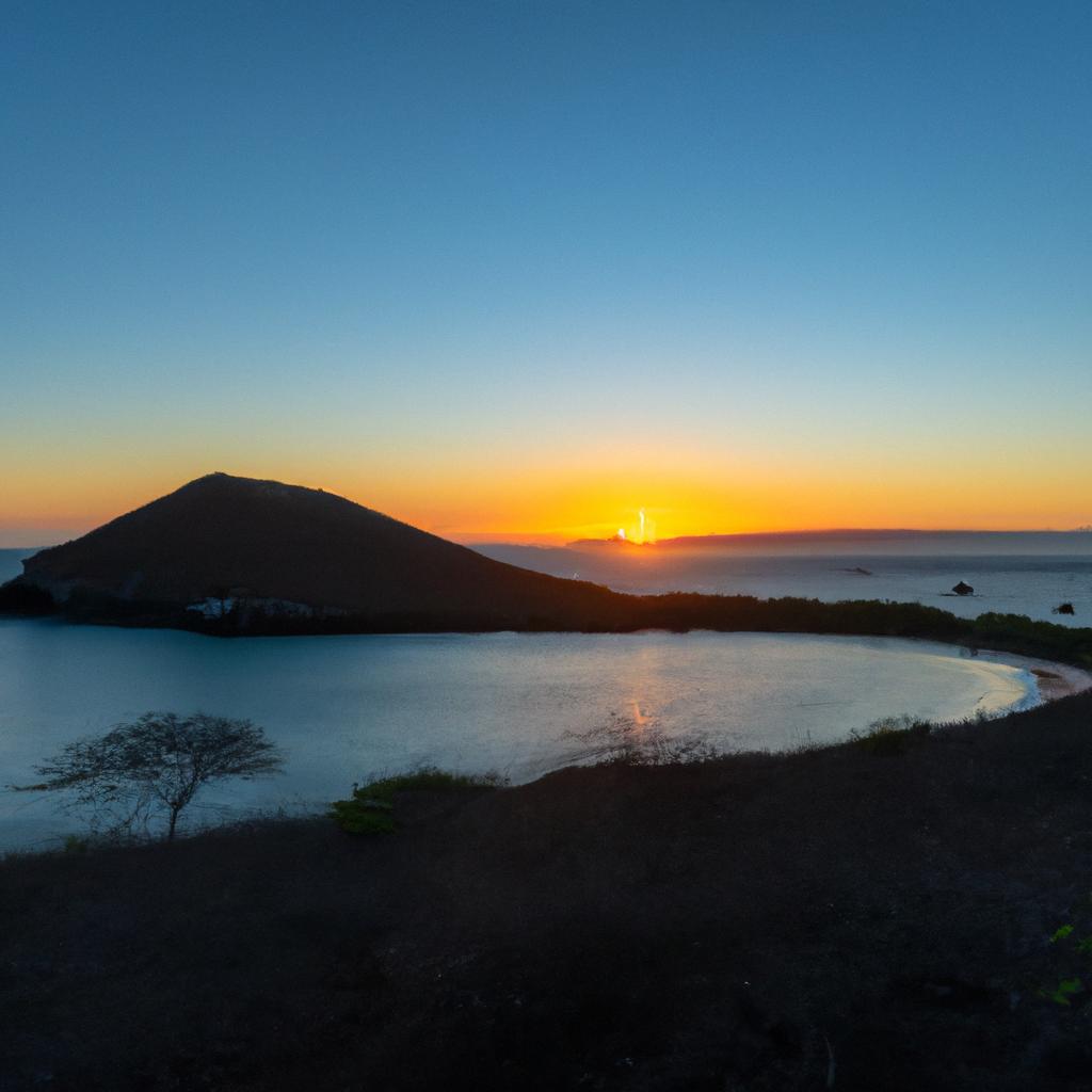 The breathtaking sunset view from Rabida Island Galapagos, a perfect end to an adventurous day.