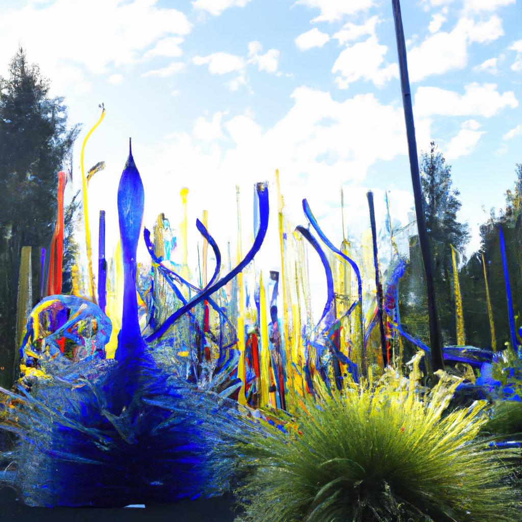 Gaze at the mesmerizing beauty of the Garden of Glass Seattle in this breathtaking panoramic view.