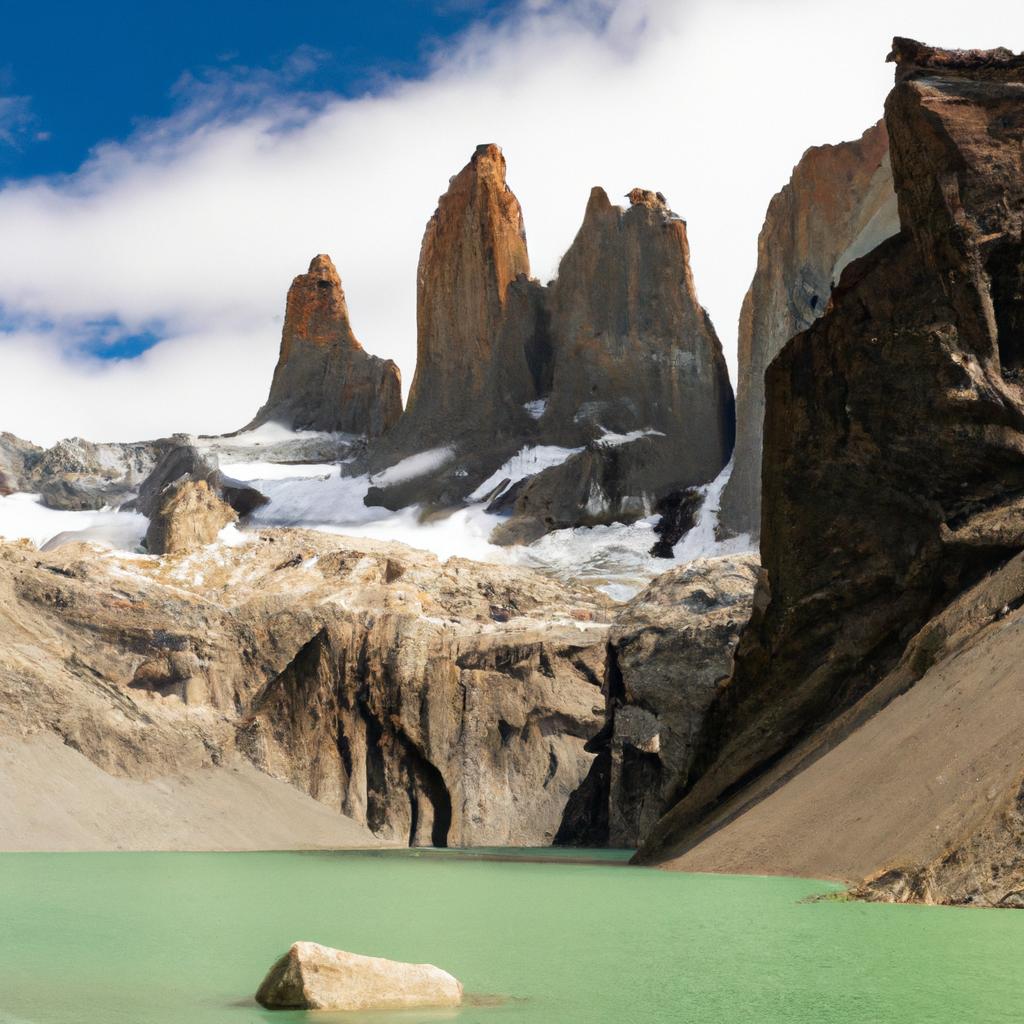 The iconic granite towers of Torres del Paine National Park in full view.