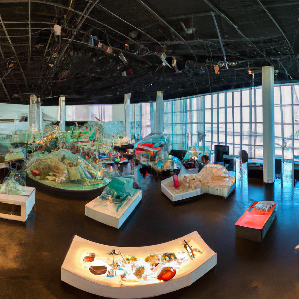 The interior of the Seattle Glass Museum showcasing its impressive glass art collection.