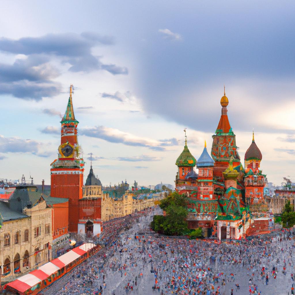The vibrant Red Square with the iconic St. Basil's Cathedral in the background