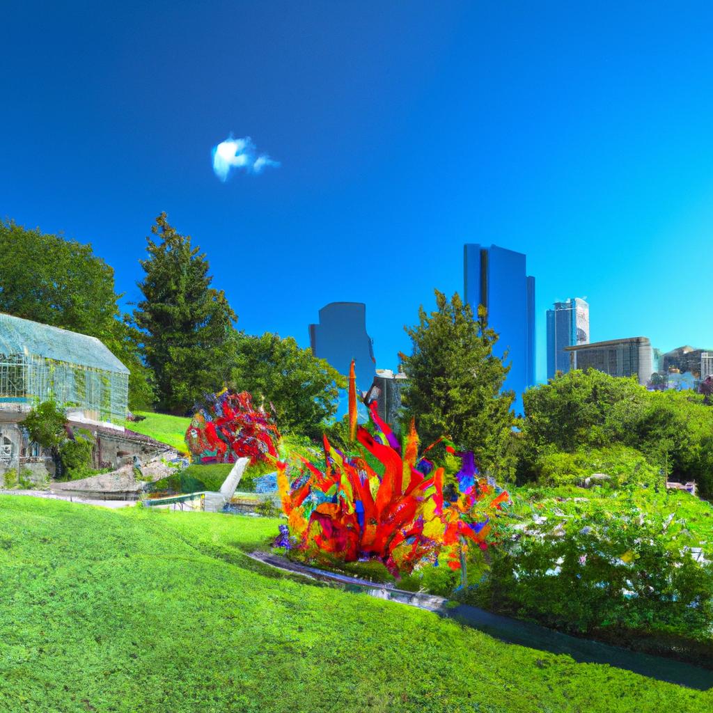 Experience the beauty of the Seattle glass sculpture garden in one panoramic view
