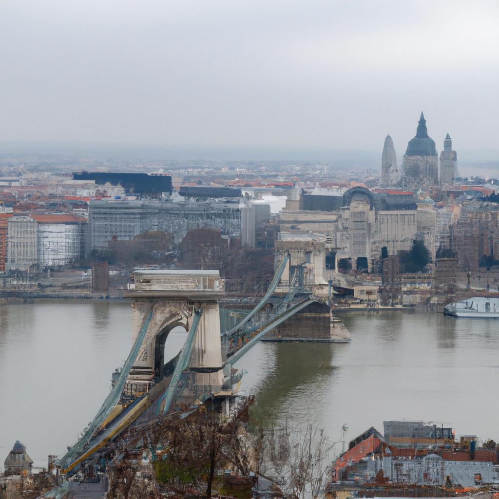 The magnificent Szchenyi Chain Bridge as seen from the Buda Castle