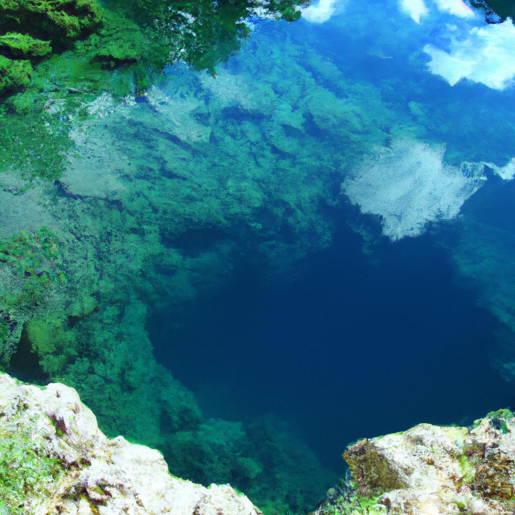 The crystal clear waters of the Blue Hole Croatia reflect the sky, creating a beautiful and peaceful atmosphere.