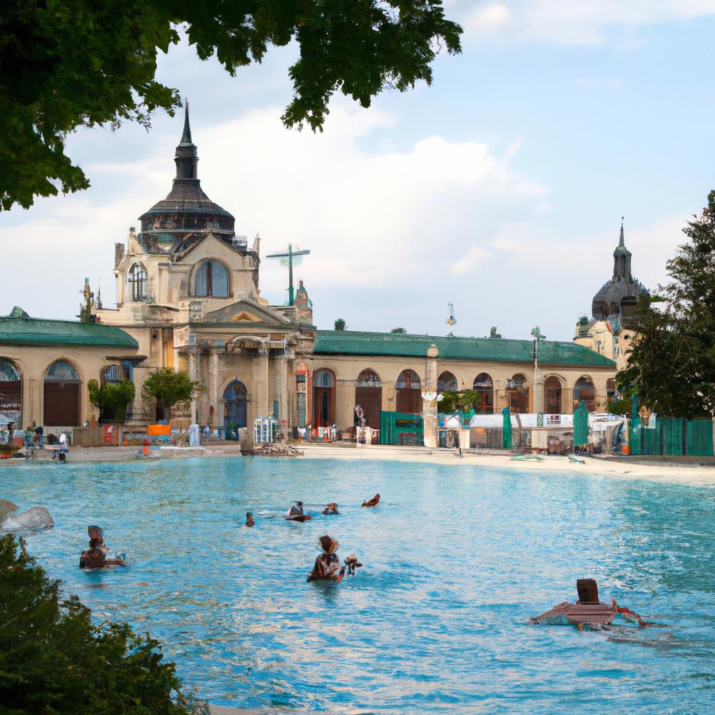 The outdoor pools of Szechenyi Baths are open all year round, even in winter.