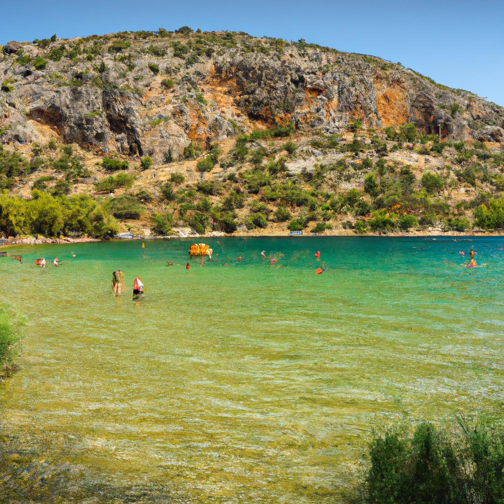 The refreshing waters of Vouliagmeni Lake offer a unique swimming experience