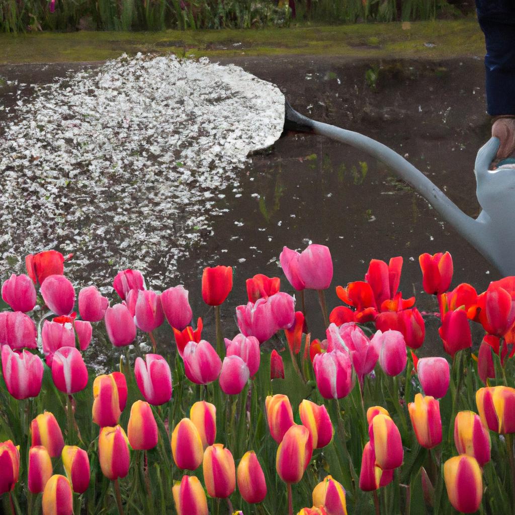 Proper watering is essential for healthy tulips.