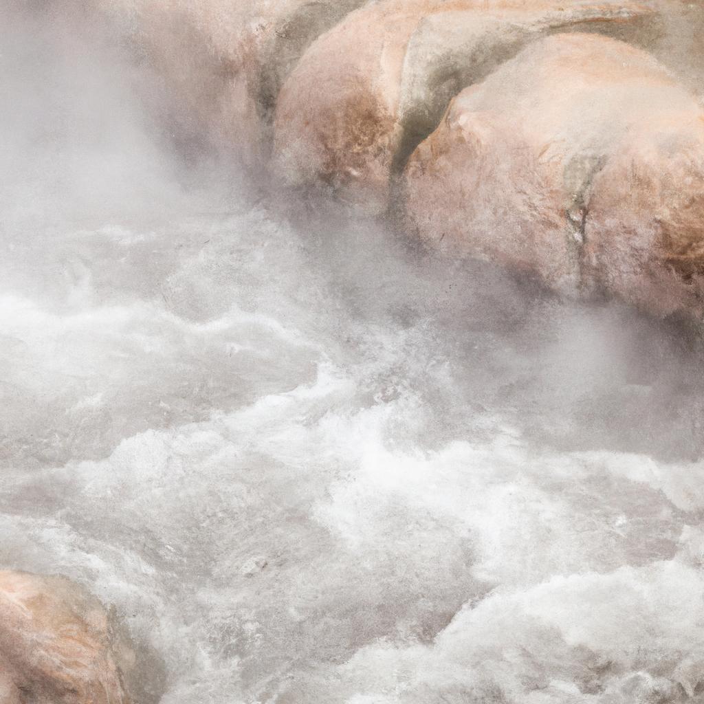 The hot and steamy water of the Peru boiling river