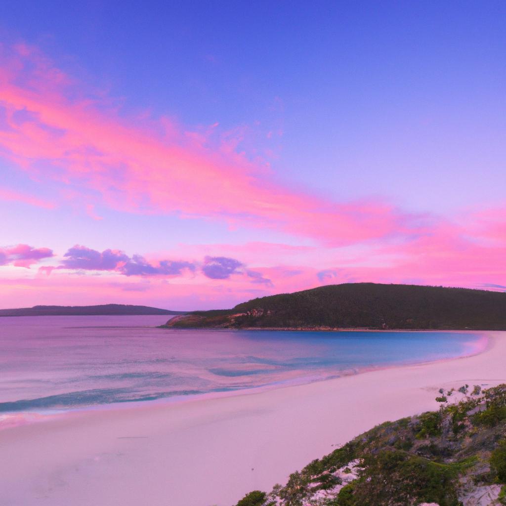 The pink sand beaches in Australia offer some of the most beautiful sunsets in the world