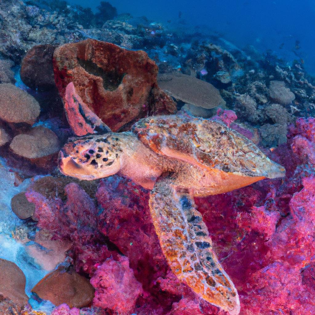 Sea turtle in the Pink Ocean in Australia