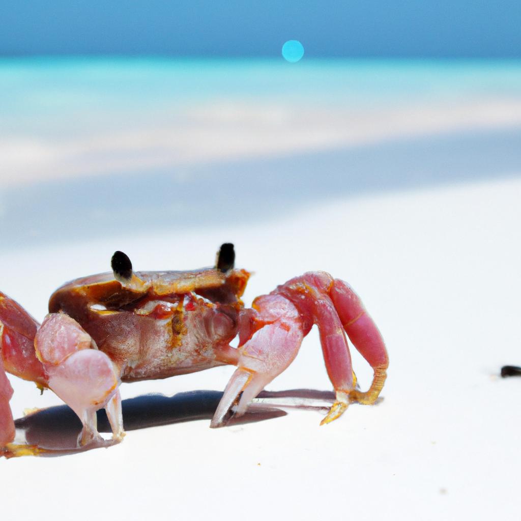 The Pink Sea's shoreline is home to a variety of wildlife, including crabs.