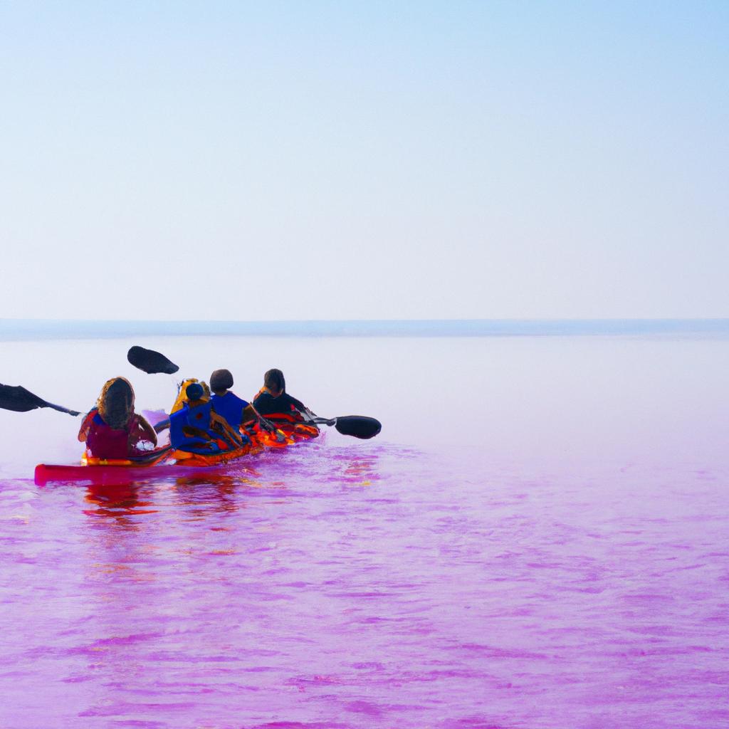 Kayaking is one of the popular activities in the Pink Sea for tourists.