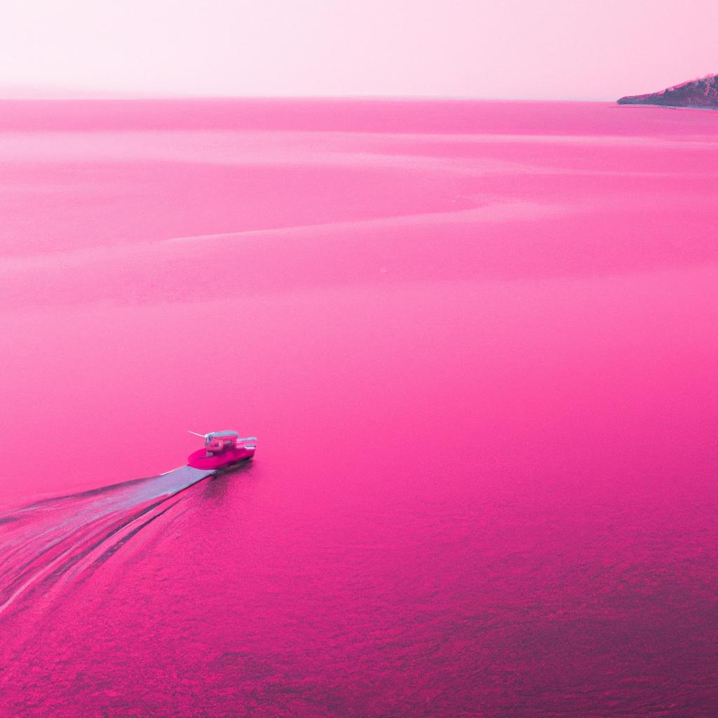 Tourists can take a boat ride to witness the stunning beauty of the pink water ocean up close.