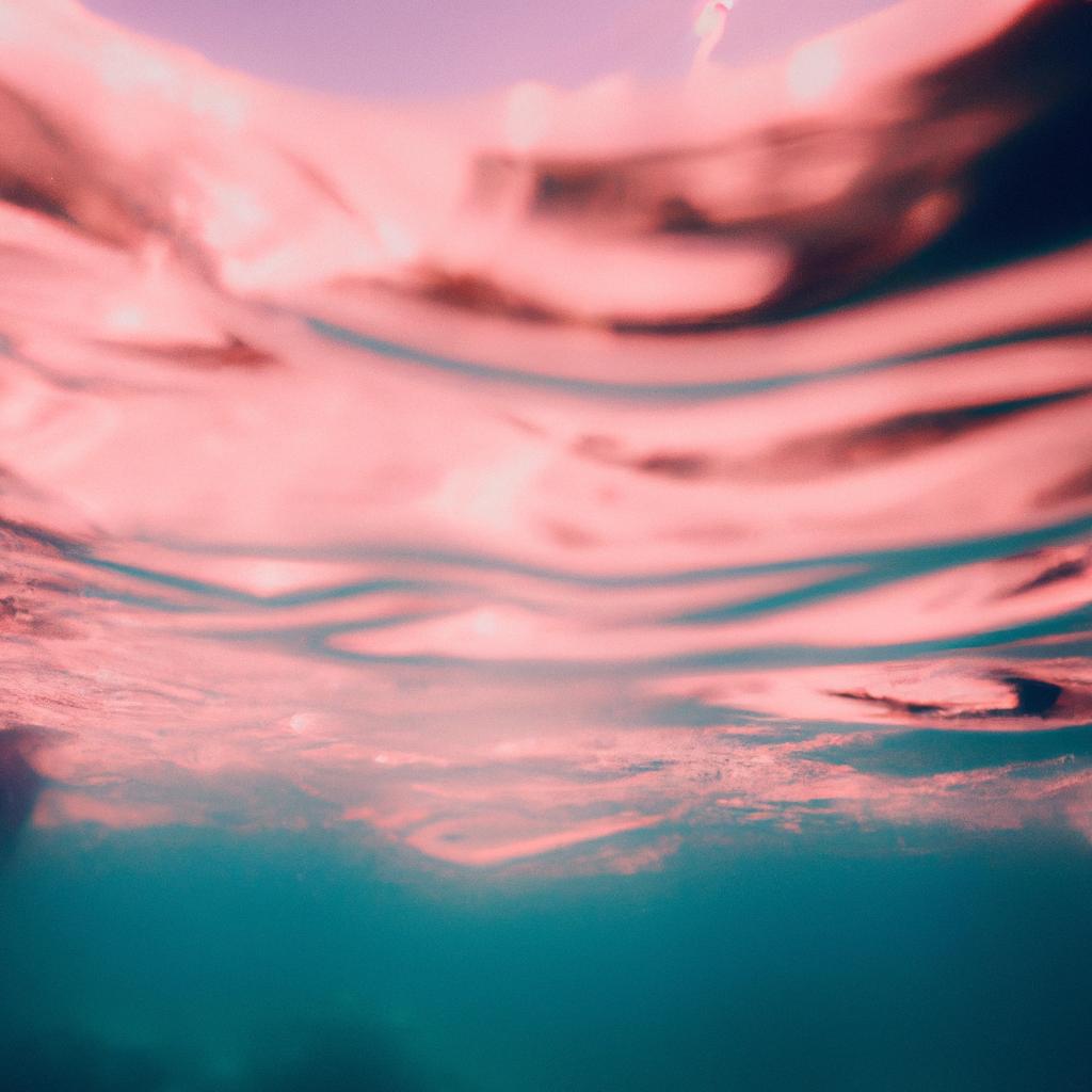 The pink water of this ocean is home to a variety of marine life that has adapted to the unique environment.