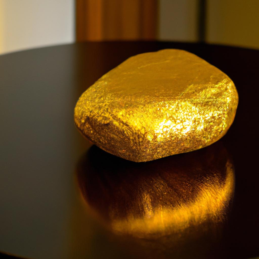 The elegance of a polished golden rock as a decorative piece