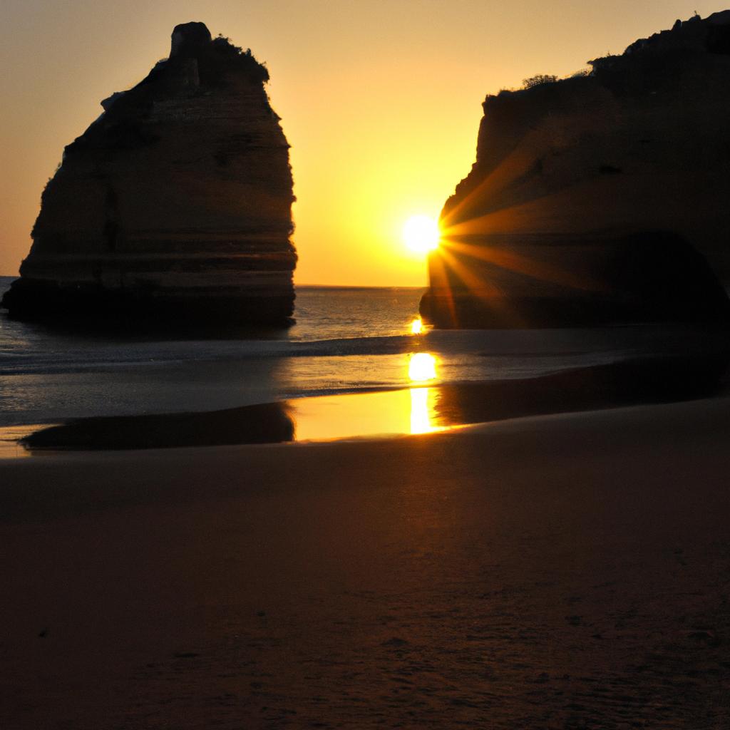 Watching the sunset over Portugal cave beach is a magical experience
