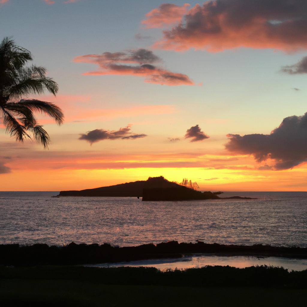 Witnessing the breathtaking sunset view at our private Hawaii island