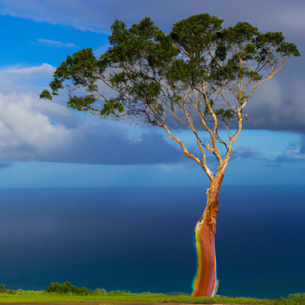 Rainbow Eucalyptus trees are often found in coastal regions of Hawaii, where they provide shelter and shade for marine life.