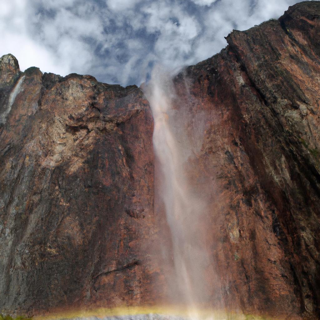 The beauty of Salto Angel is enhanced by the rainbow that forms at its base.