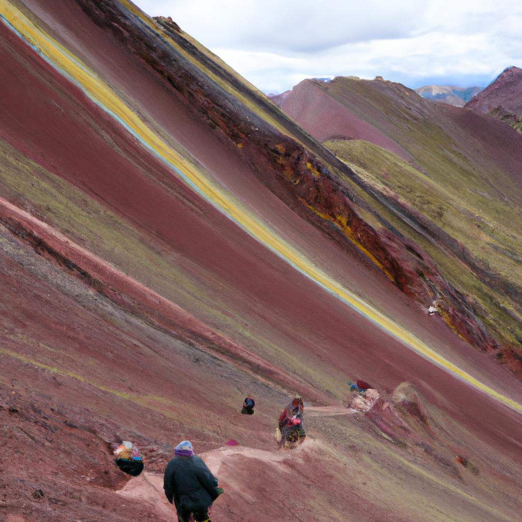 Hiking up to the Rainbow Mountains in Peru can be challenging, but the stunning views are worth the effort.