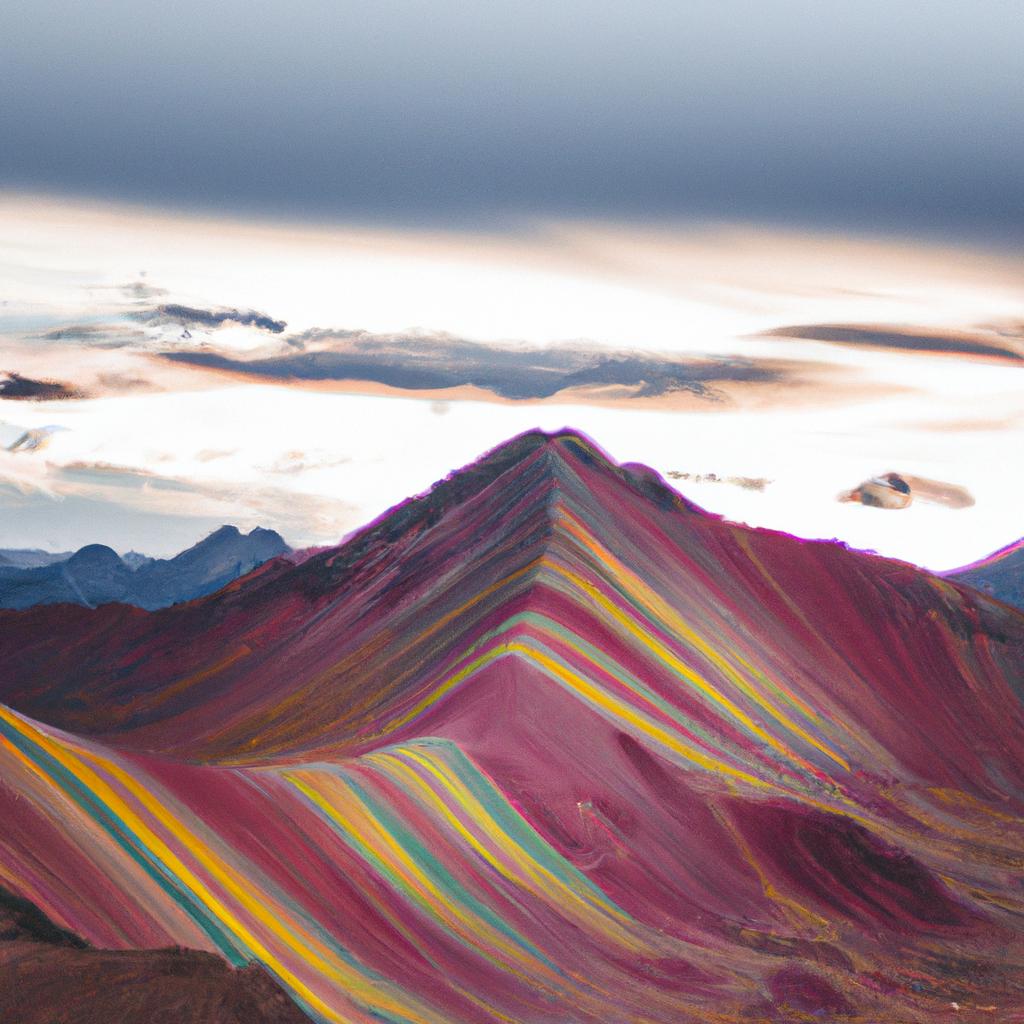 Watching the sunset over the Rainbow Mountains in Peru is a magical experience, as the colors of the mountains change with the light.