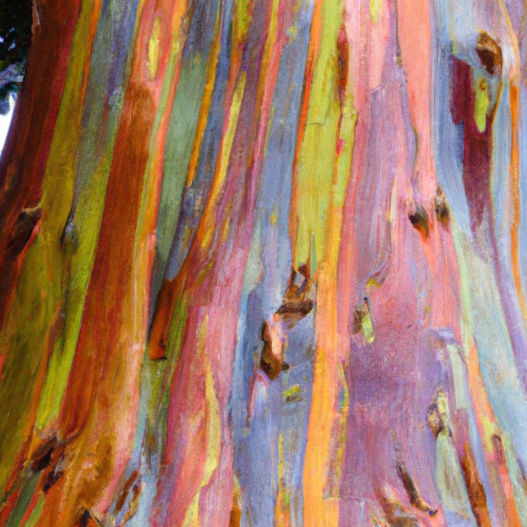The bark of the rainbow tree Hawaii is a kaleidoscope of colors.