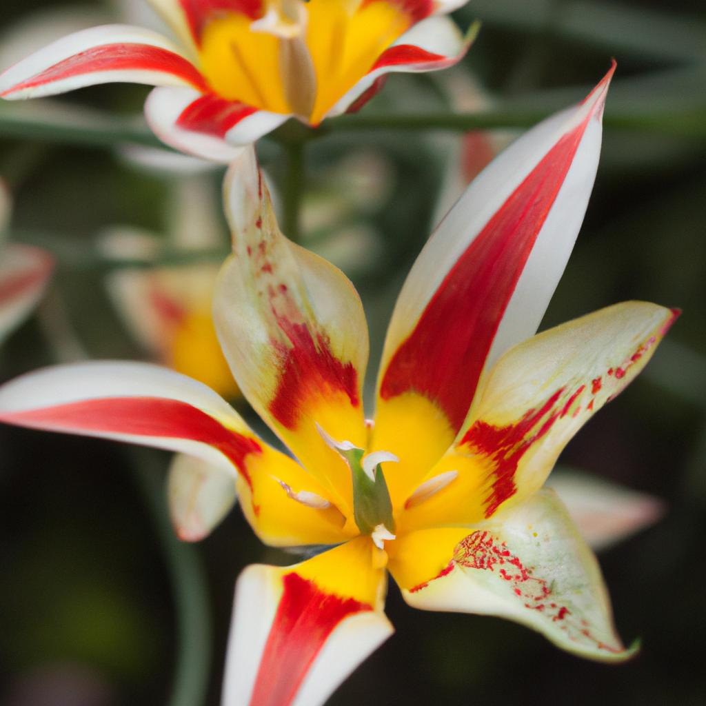 This unique tulip species features intricate patterns and a striking color contrast