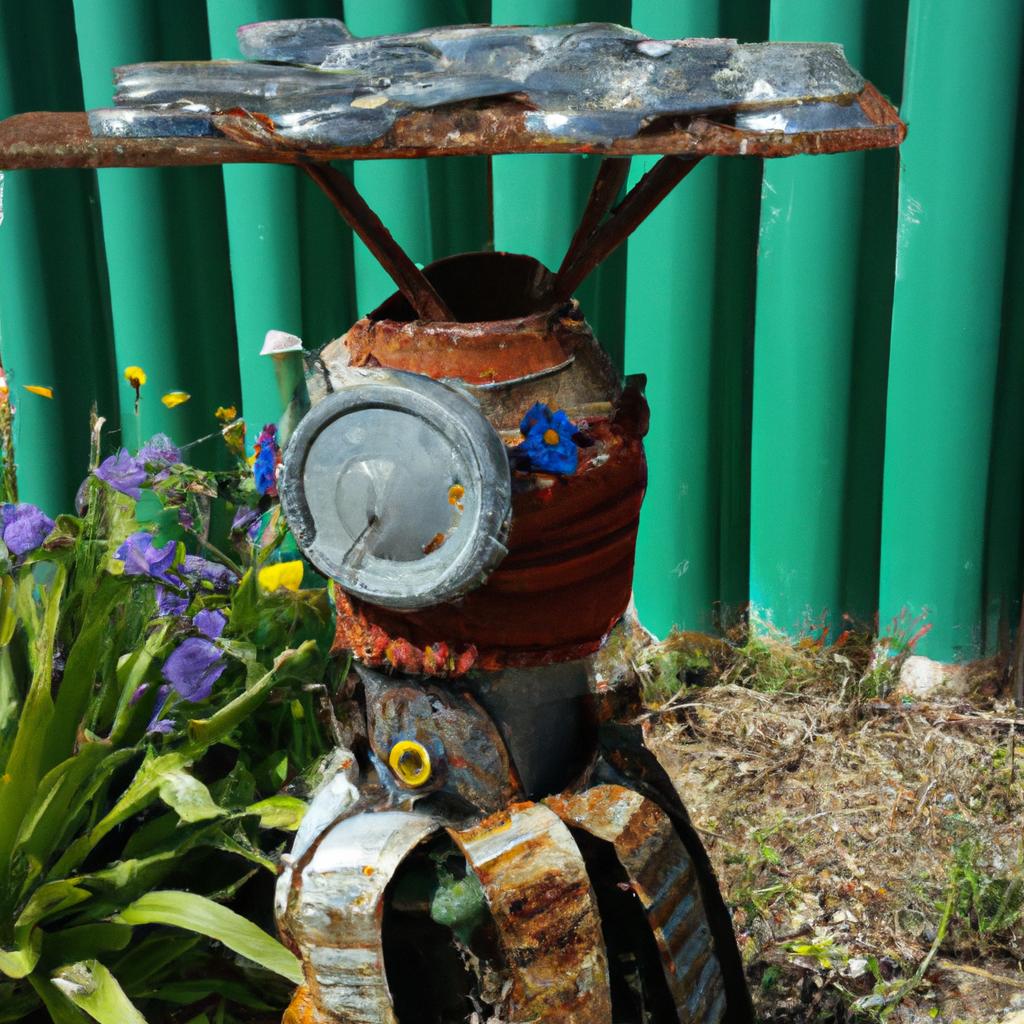 This unique garden sculpture adds a touch of eco-friendliness to your yard.