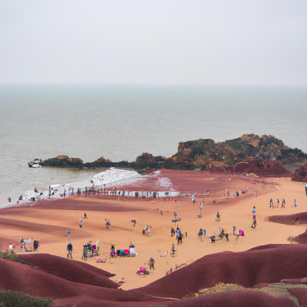 Exploring the vibrant red beach in China