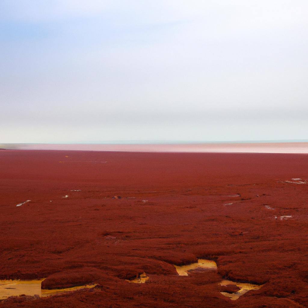 The breathtaking view of China's red beach