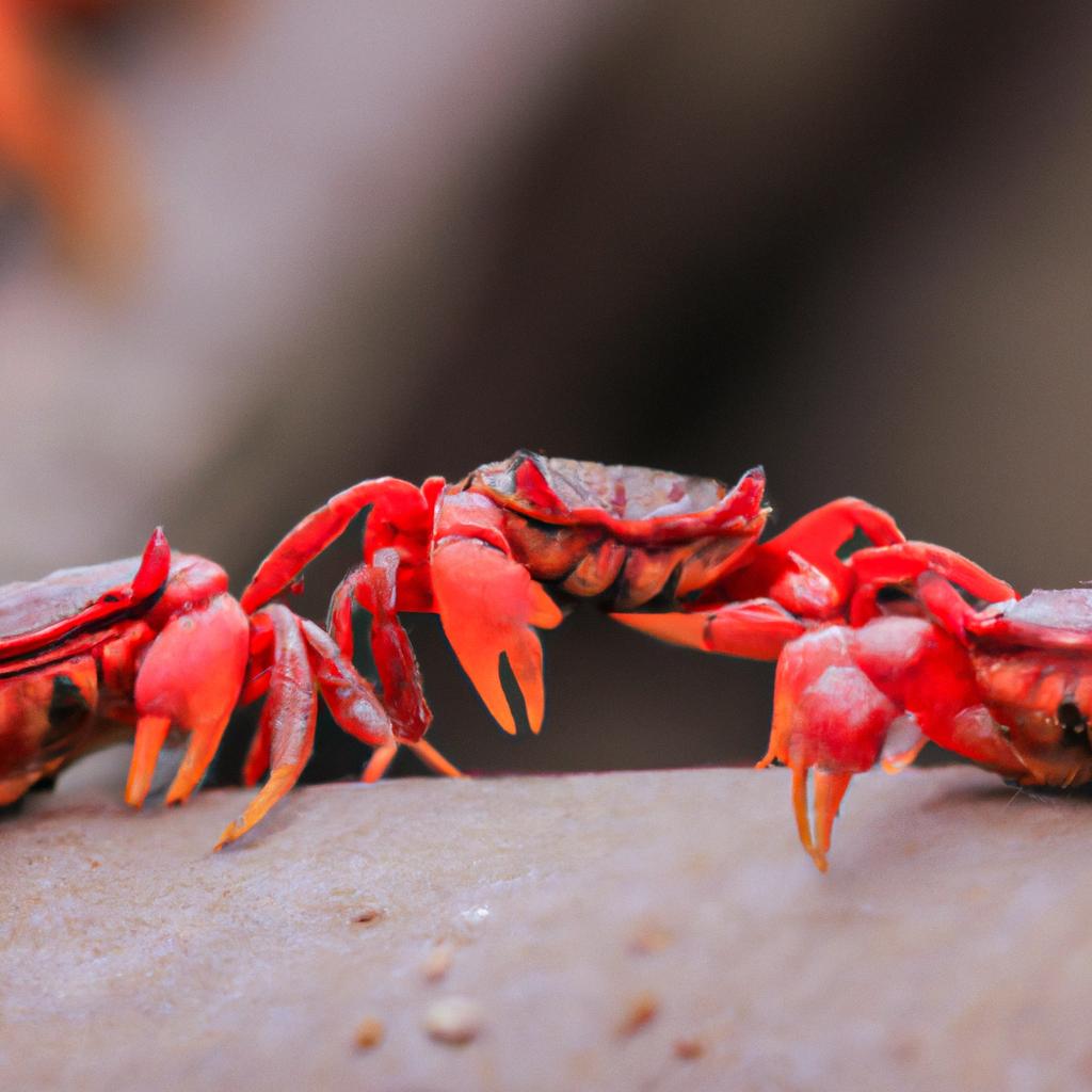 The red crabs stack on top of each other, creating a bridge for others to pass through