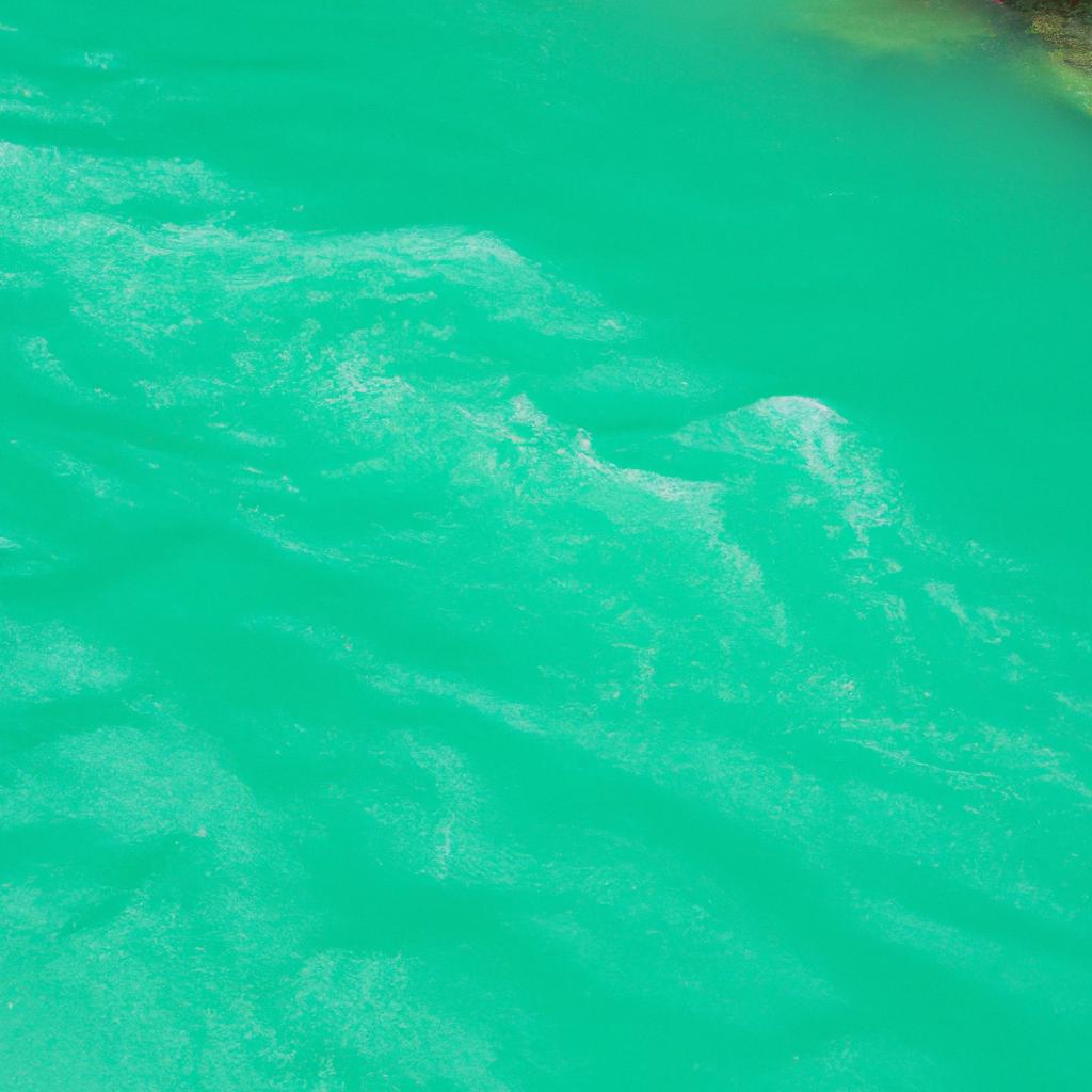 The emerald green color is one of the seven colors that can be seen in the river