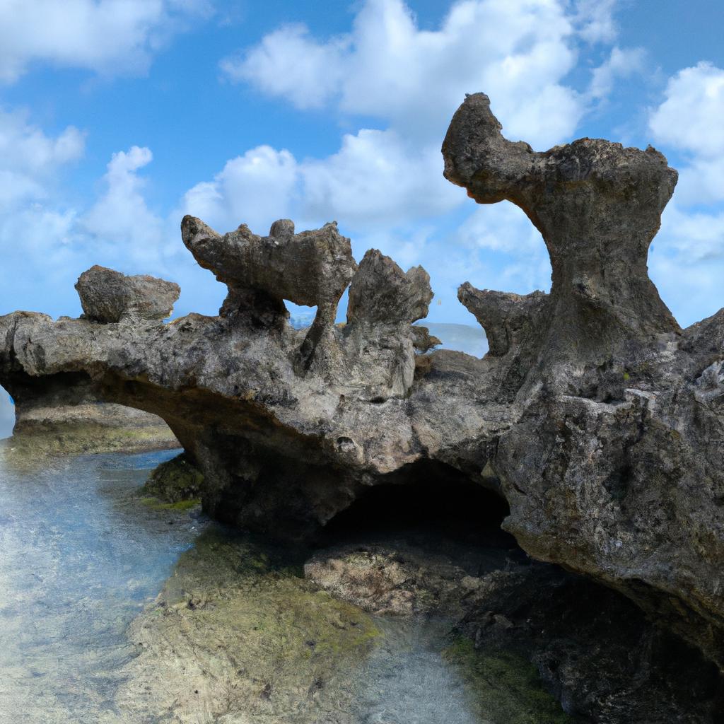 The fascinating rock formations of Isla Ojo's beaches are a result of centuries of natural erosion.