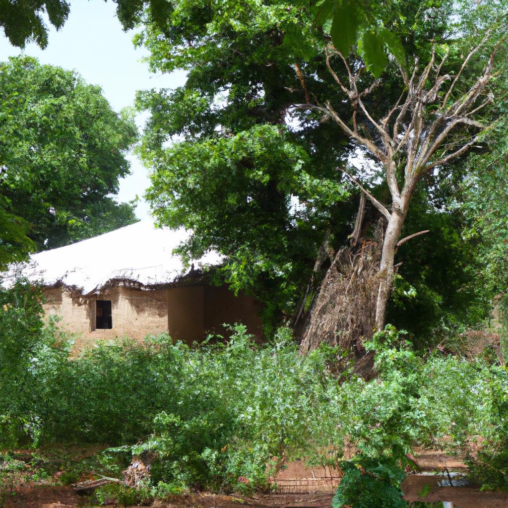 A rural house surrounded by lush greenery in Burkina Faso